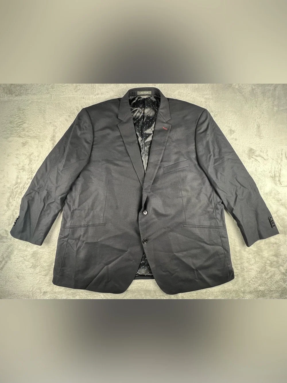 Indochino Blazer Sport Coat Jacket Mens Size 56 Black Blue Mini Check Wool